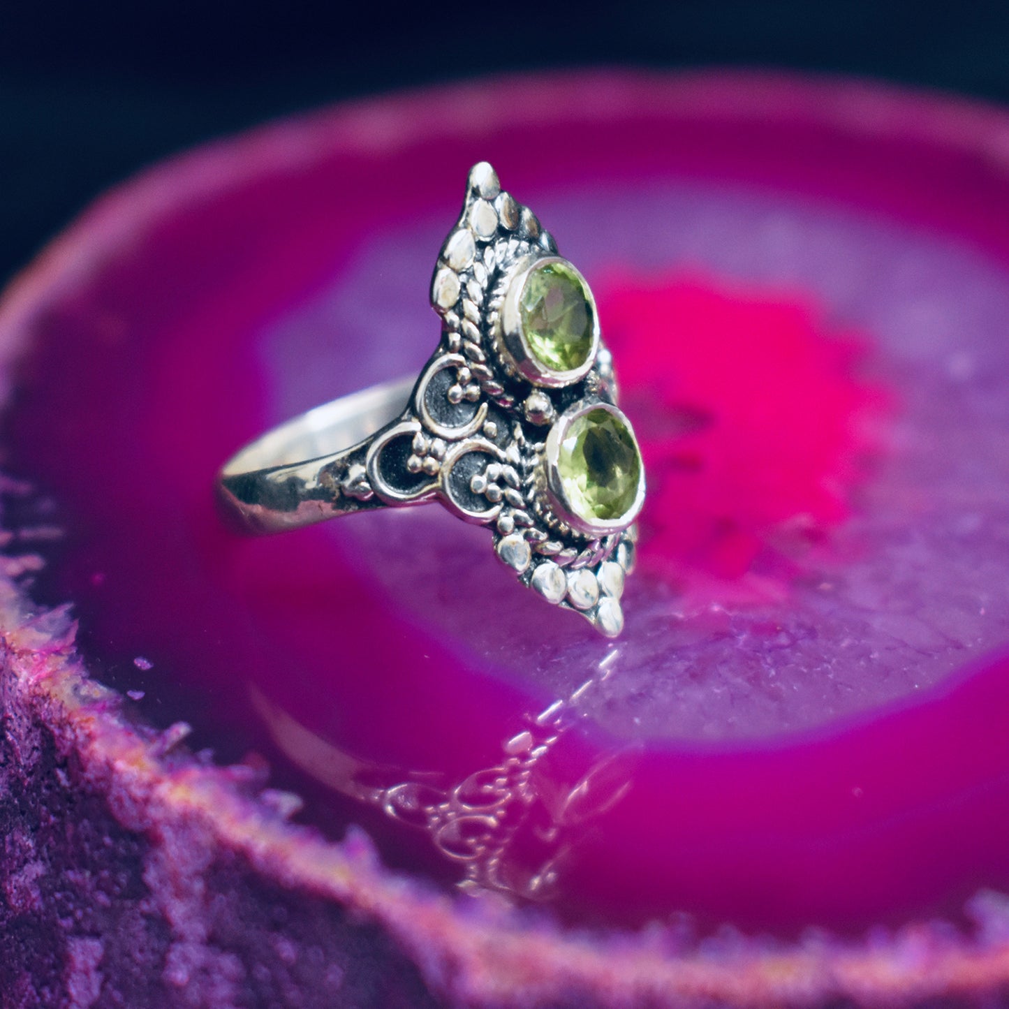 Ganesha Handicrafts Double peridot Ring (925) Sterling Sliver , Peridot ring , Stylish ring, Modern ring , Trending ring , Sliver ring , Stone ring