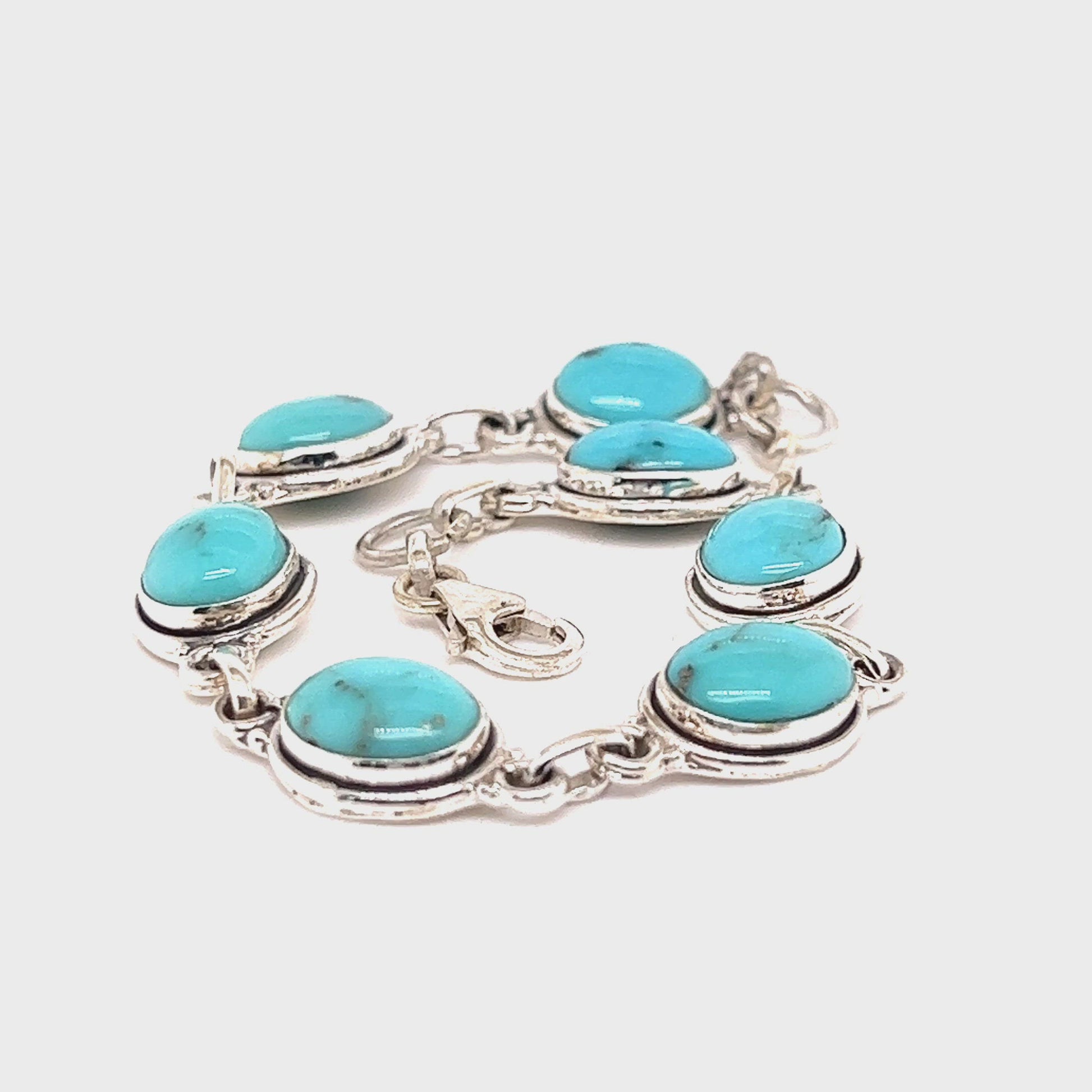 Ganesha Handicrafts, Sterling Silver Bracelet (925) Blue Turquoise, Sterling Silver Bracelet, 925-Blue Turquoise Silver Bracelet, Womens Trending Bracelet, Modern Sterling silver Bracelet. 