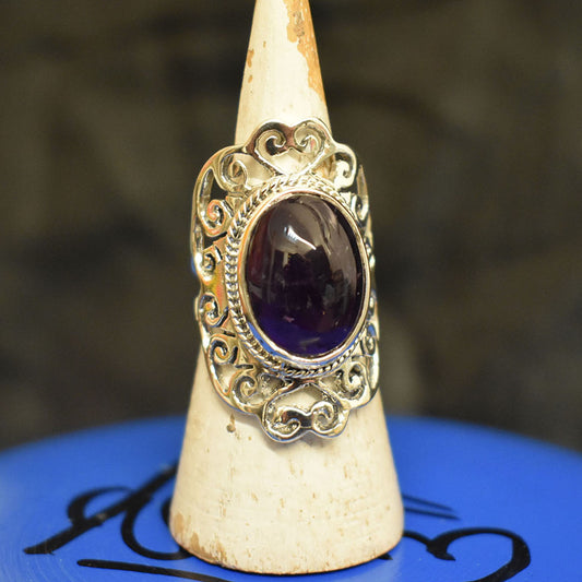 Ganesha Handicrafts-Amethyst Vintage Set Ring, Vintage Set Ring, Amethyst Ring, Amethyst Set Ring, Womens Ring, Womens Fashion Ring.