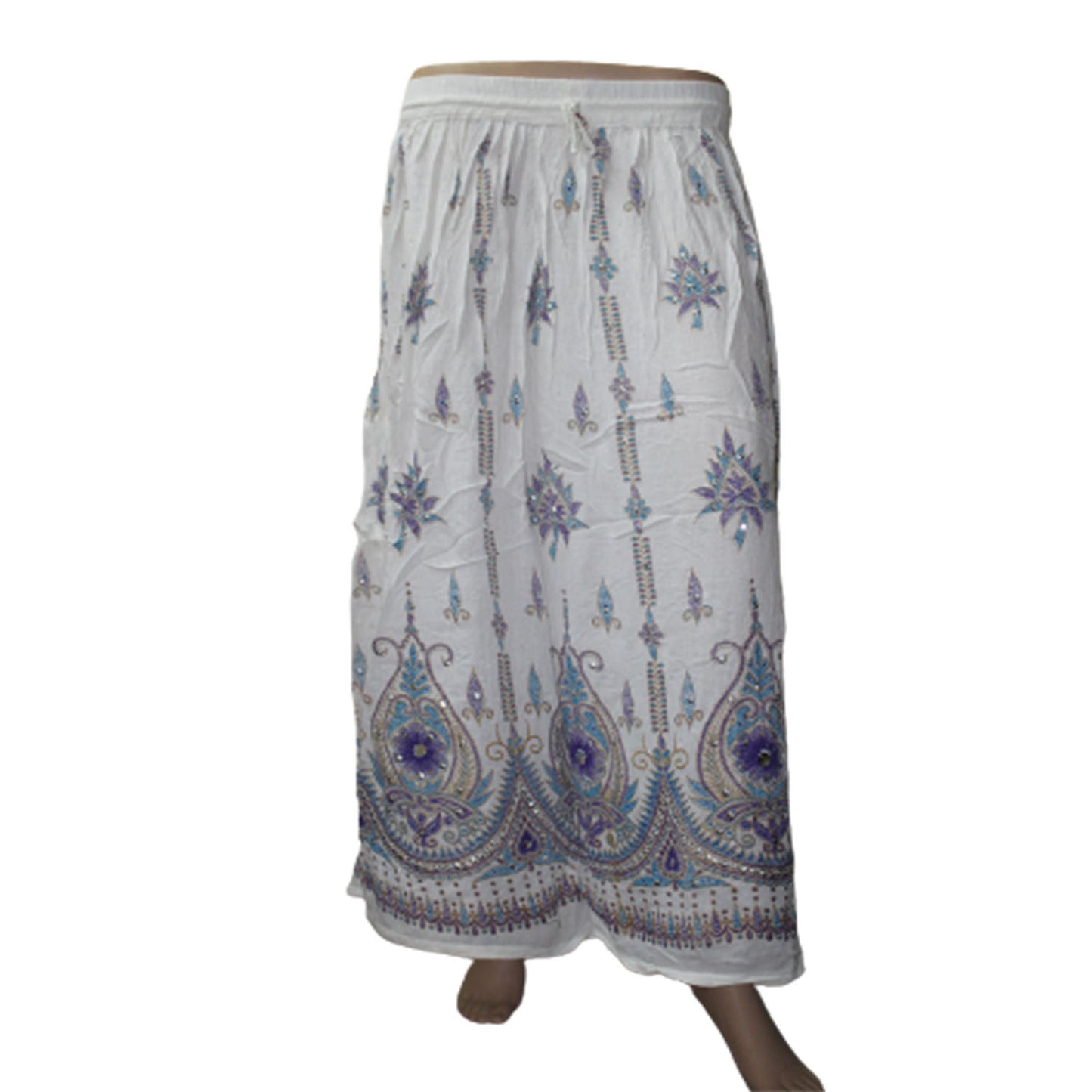 Ganesha Handicrafts Beautiful Indian Sequin Long Skirt, White Skirt, Beautiful long skirt, Indian Skirt, Skirt, Womens Skirt, Indian Skirt, Rich Look Skirt