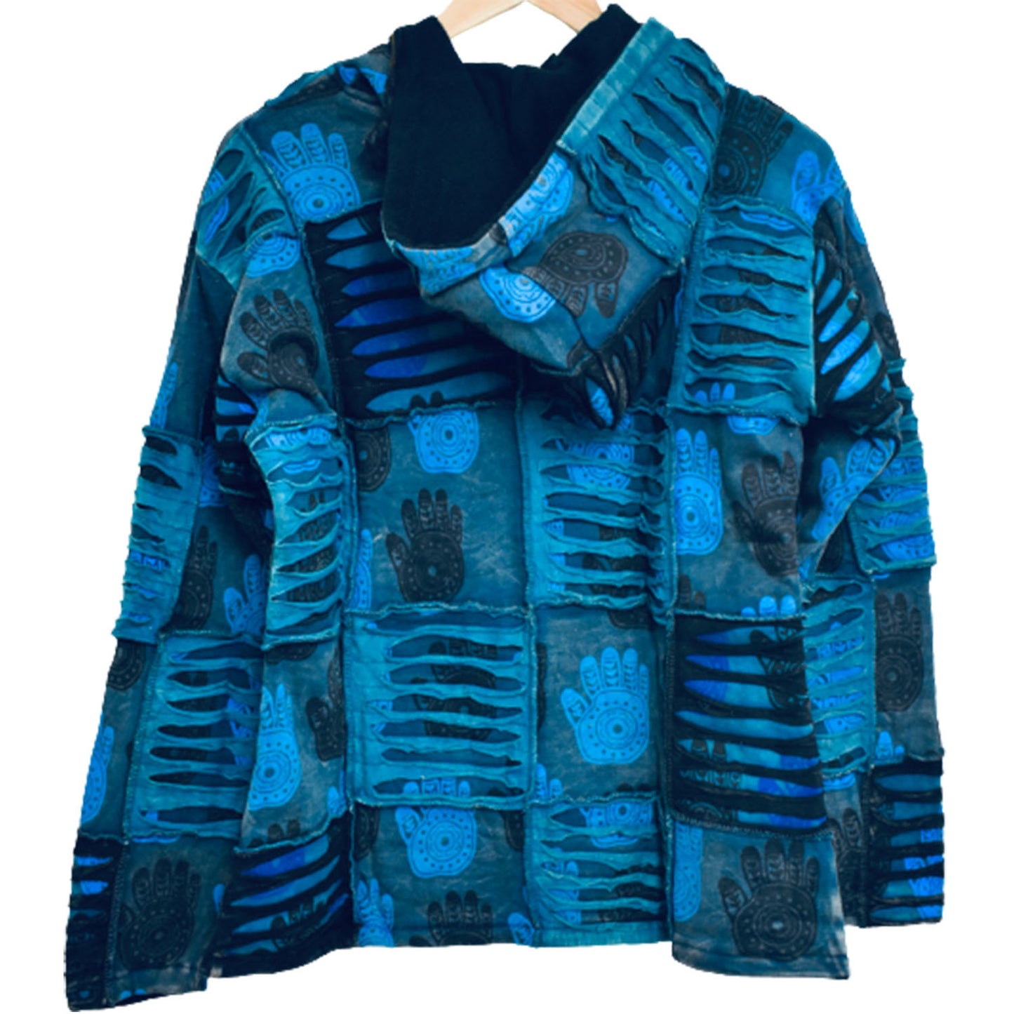 Ganesha Handicrafts, Blue Patchwork Coat, Men's Trending Coat, Fashion Coat, Blue Coat, Patchwork Coat.