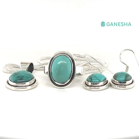 Ganesha Handicrafts, Women's 925 Sterling Silver Chain,Blue Turquoise - 925 Sterling Silver Jewellery Gift Set With Free Chain, Fashion for Women's Jewellery Gift set with Free Chain,  