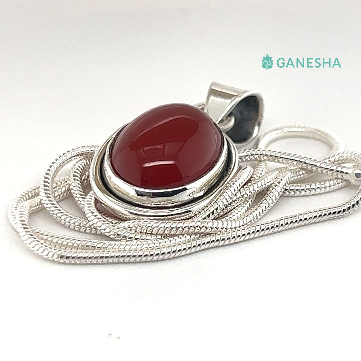Ganesha Handicrafts, Carnelian-925 Sterling Silver Jewellery Gift Set With Free Chain, Fashion for Women Carnelian Sterling Silver.  Red Colour Carnelian-925 Sterling Silver Chain.