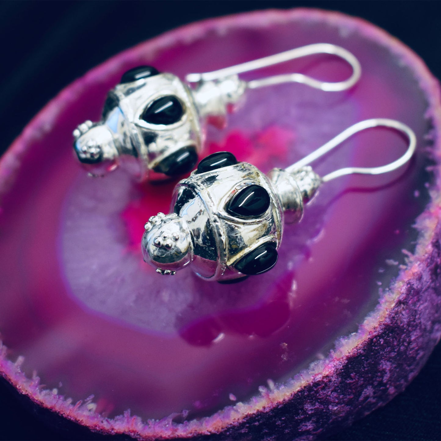 Ganesha Handicrafts Chunky Indian Onyx Earrings, Earrings, Indian Earrings, Chunky Earrings, Trend Earrings, Onyx Earrings, Chunky Indian Earrings, Black Stone earrings