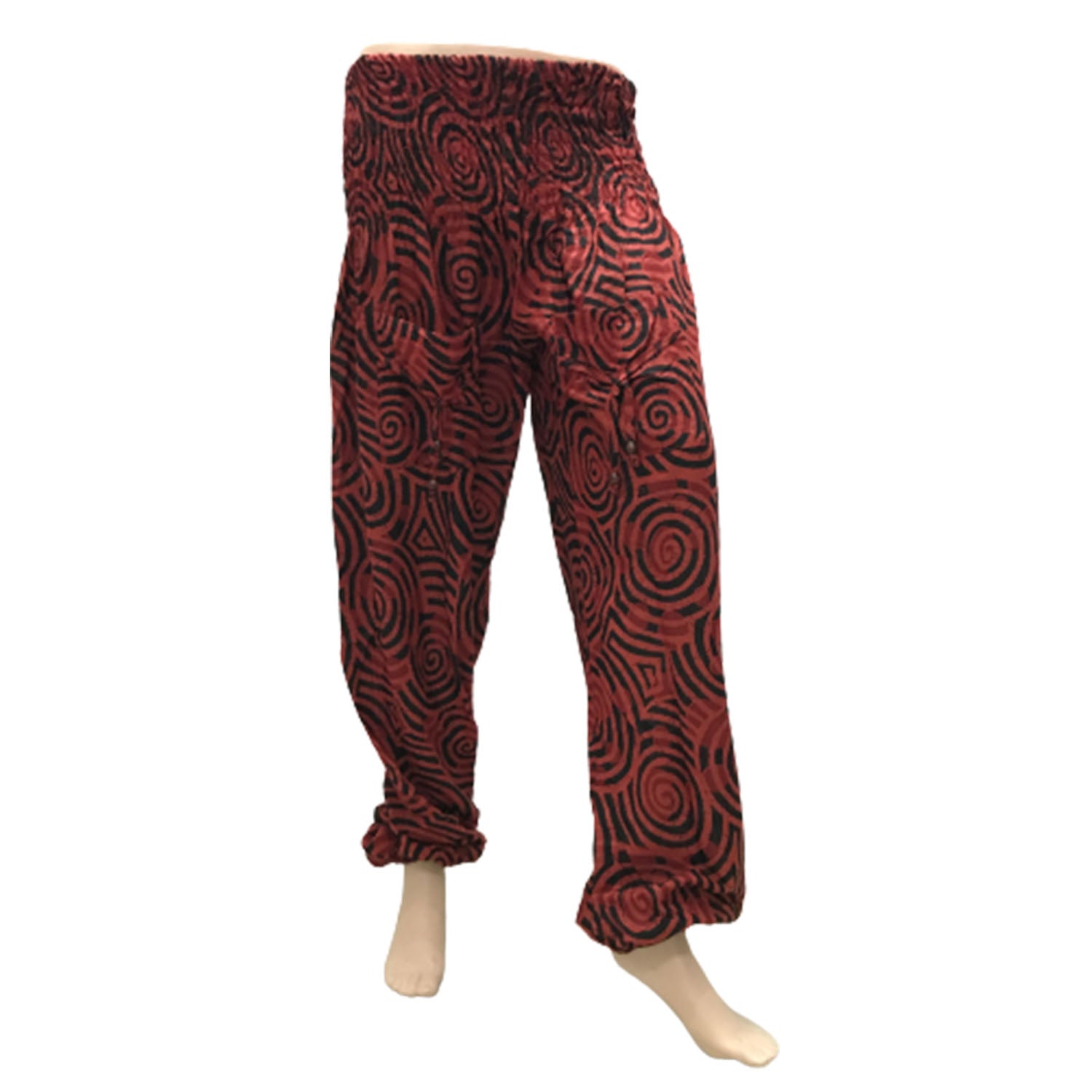 Ganesha Handicrafts Cuffed Casual Trousers, Casual Trousers, Cuffed Trousers, Red & Black Trouser