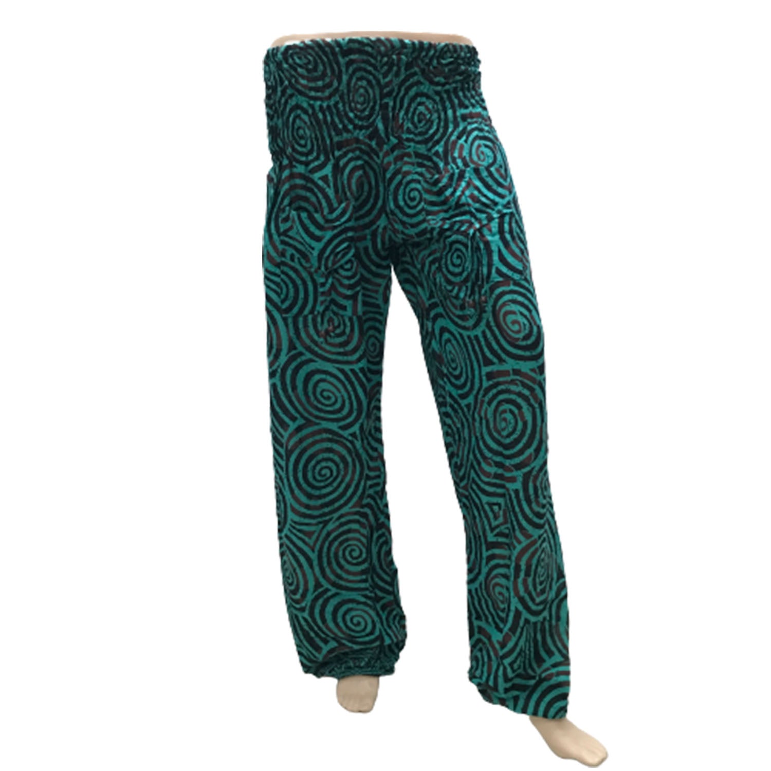 Ganesha Handicrafts Cuffed Casual Trousers, Trousers, Black & Green Trousers, Cuffed Trousers, Casual Trousers
