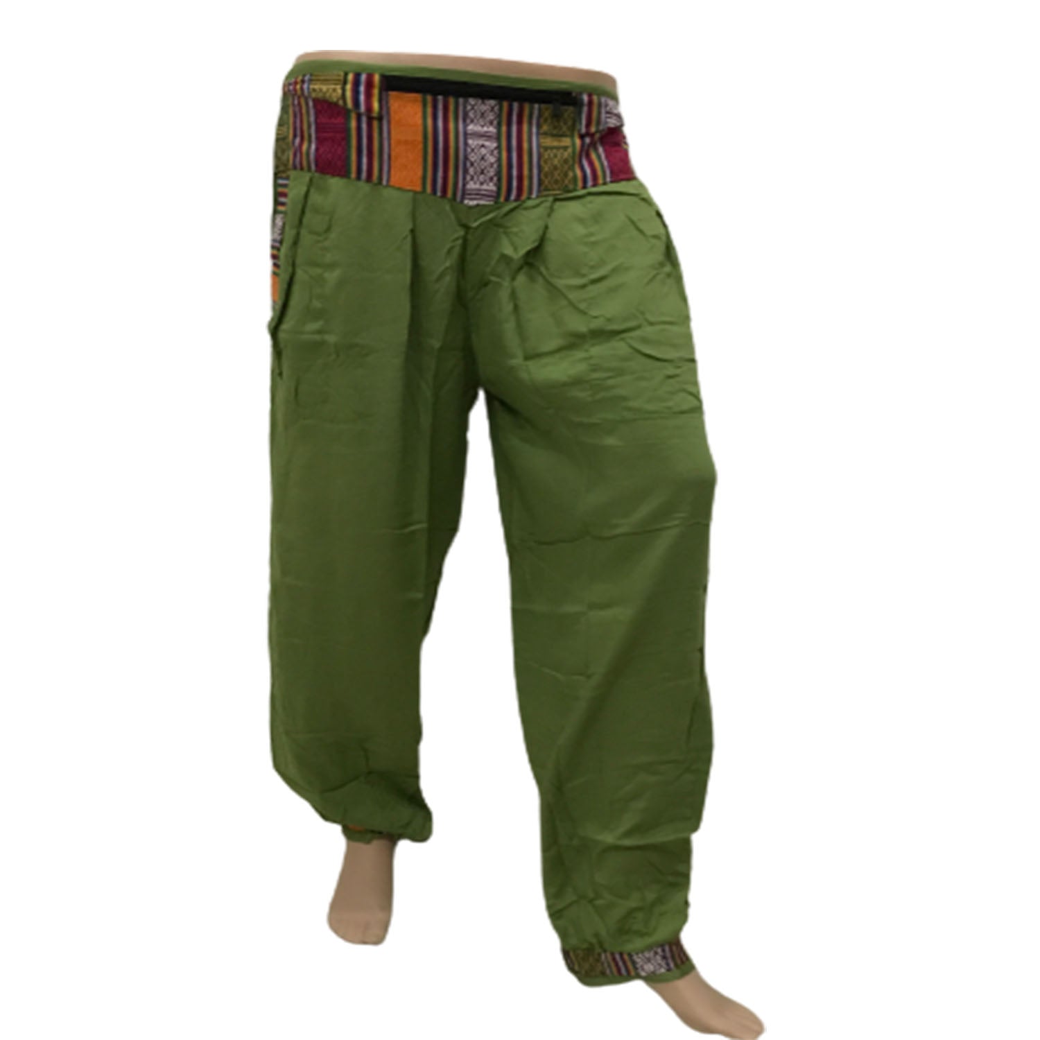 Ganesha Handicrafts, Cuffed Solid Colour Trousers, Colour Trousers, Trending Cuffed Colour Trousers, Green Colour Trousers.