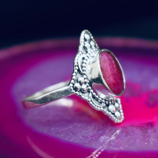 Ganesha Handicrafts, Detailed Ruby Ring, Ruby Ring, Womens Trending Ring, New Women Model Ring, Womens New Modern Ring, Rose Color Ring. 