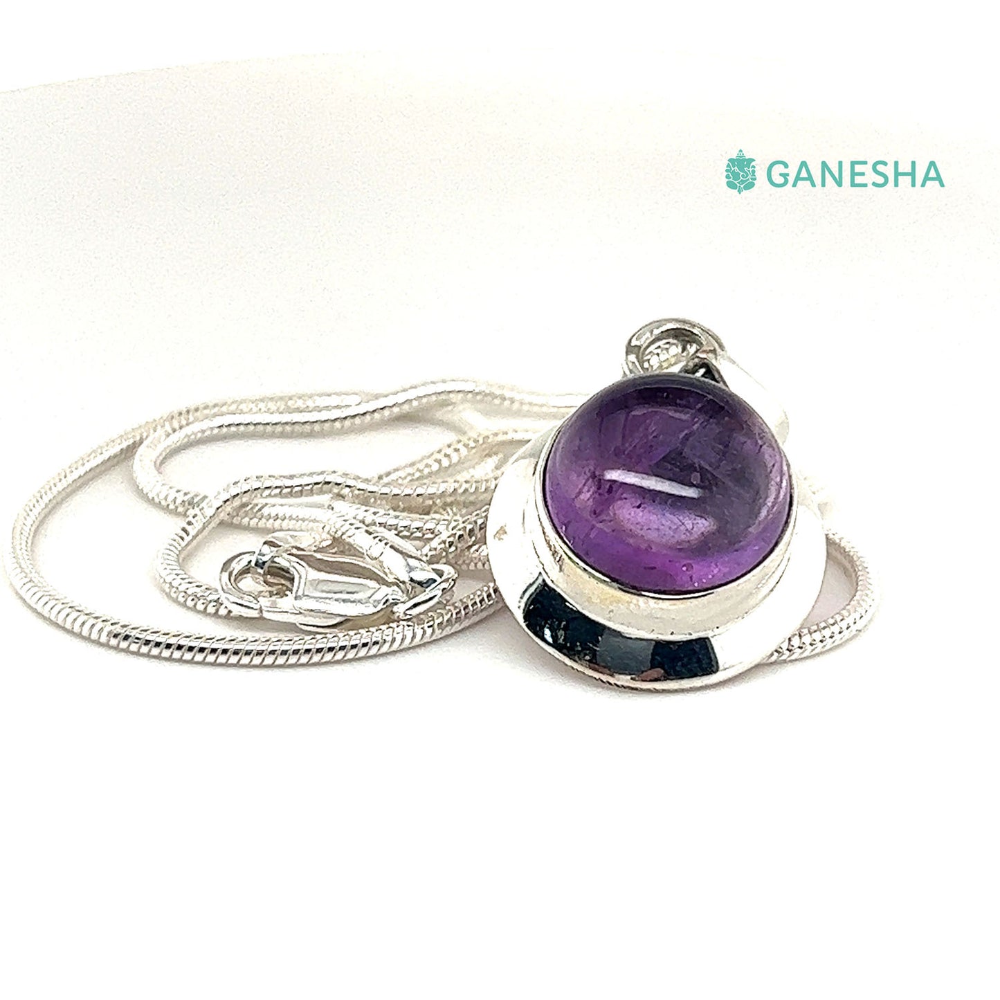 Amethyst Round Cabochons - 925 Sterling Silver Jewellery Gift Set With Free Chain, 925 Sterling Silver Jewellery Gift Set With Free Chain, Silver Jewellery Gift Set With Free Chain, Gift Set With Free Chain