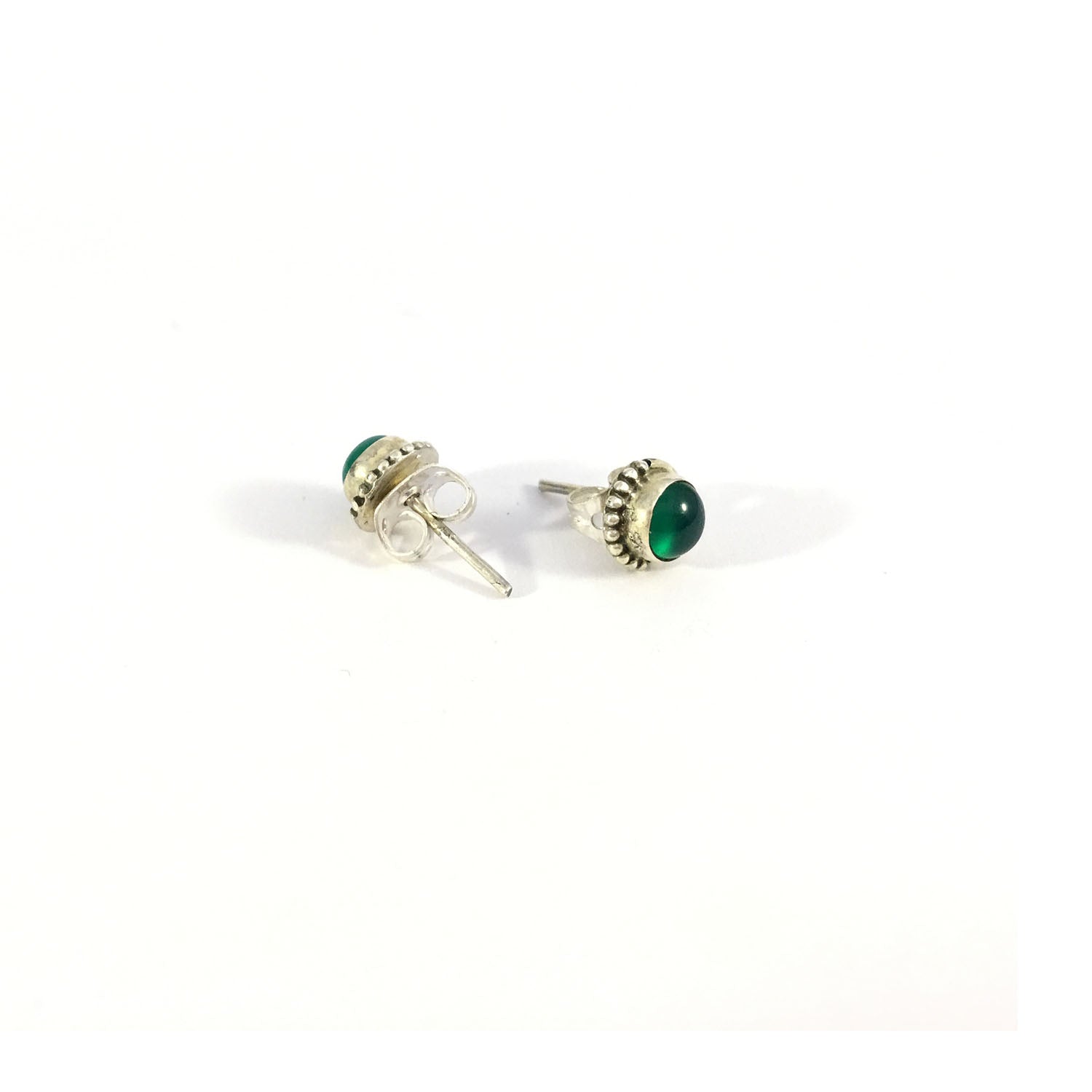 Ganesha Handicrafts Green Onyx Unisex Stud Earring 925 Sterling Silver, Sterling Silver, Unisex Stud, Earring, Onyx earrings, Green Silver Earring, Green Stud