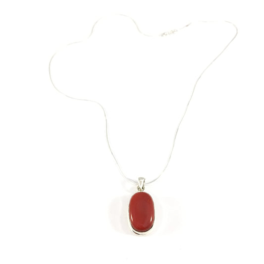 Coral Pendant with Chain (925) Sterling Silver
