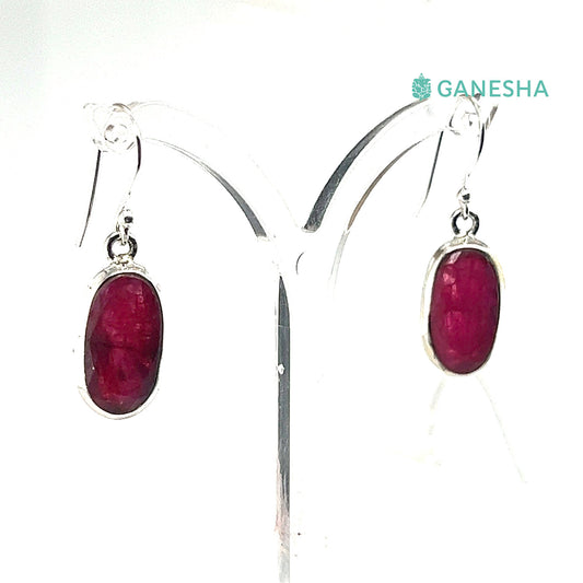 Ganesha Handicrafts, Ruby Double Drop Earrings, Ruby Double-Drop Silver Earrings, 925 Sterling Silver Earrings, Double Drop Earrings, Women's Double Drop Silver Earrings, Red Colour Ruby Double Drop Earrings.