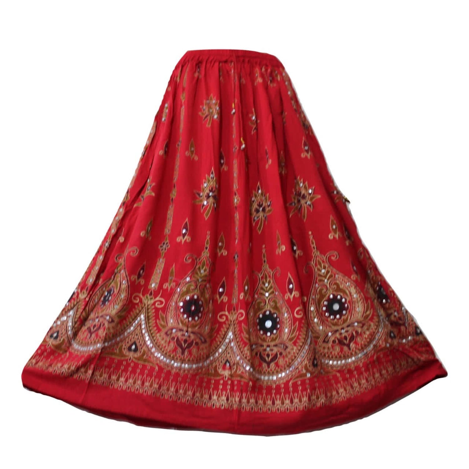 Ganesha Handicrafts, Sequin Skirt Long, Women Fashion Skirt, Women Long Skirt,  Red Colour Sequin Skirt , Long Sequin Skirt.