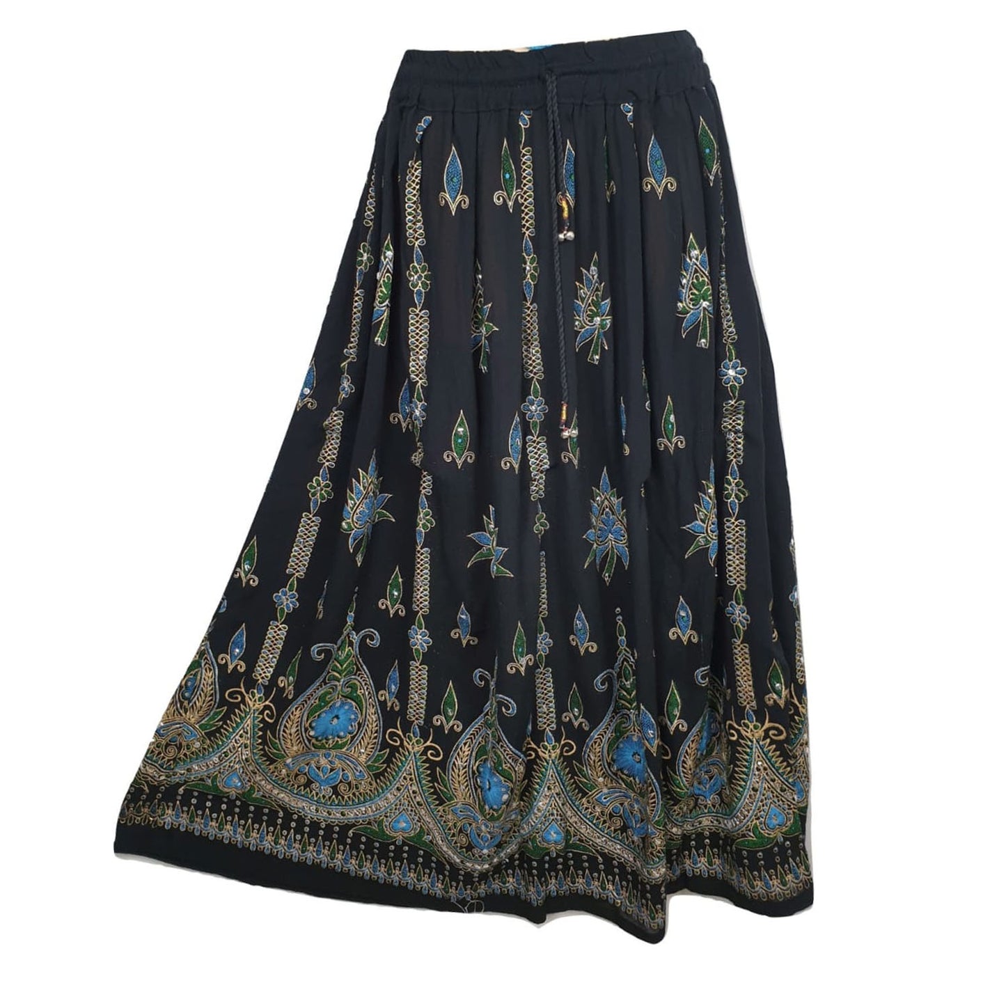 Ganesha Handicrafts-Sequin Skirt Long Dark Shades, Womens Sequin Skirt Long Dark Shades, Women's Fashion Sequin Skirts, Long Sequin Skirts, Black Colour Sequin Skirt, Dark Shades Long Sequin Skirt.