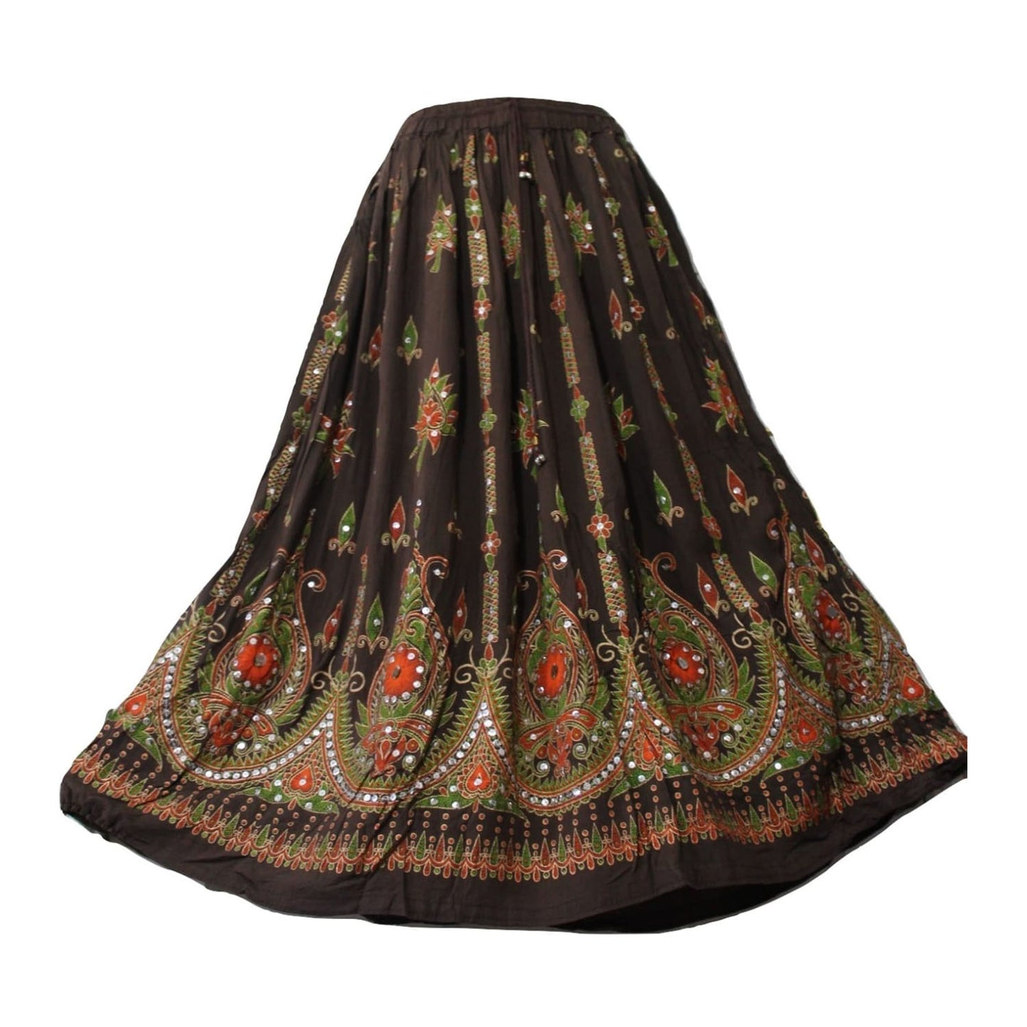 Ganesha Handicrafts-Sequin Skirt Long Dark Shades, Womens Sequin Skirt Long Dark Shades, Women's Fashion Sequin Skirts, Long Sequin Skirts, Brown Colour Sequin Skirt, Dark Shades Long Sequin Skirt.