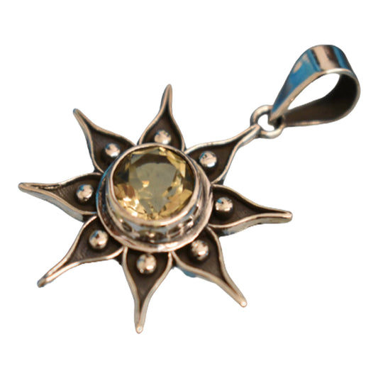 Ganesha Handicraft's, Sterling Silver Citrine Star Pendant (925), 925-Sterling Silver Citrine Star Pendant, Citrine Star Pendant, Sterling Silver Pendant, Women's Trending Pendant, Traditional Pendant, Pendant.