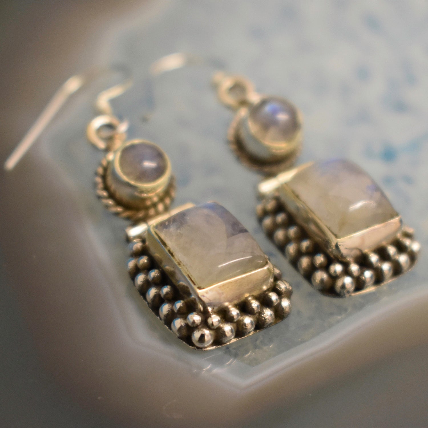 Ganesha Handicrafts, Sterling Silver Double Drop Square Earrings, Double Drop Square Earrings, 925-Sterling Silver Earrings, Womens Trending Silver Earrings. Gold Sterling Silver Earrings.