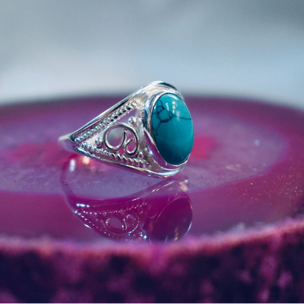 Ganesha Handicrafts Blue Turquoise Ring (925) Sterling Silver, Sterling Silver, Ring, Blue Ring, Turquoise RIng, Turquoise Sterling Silver Ring