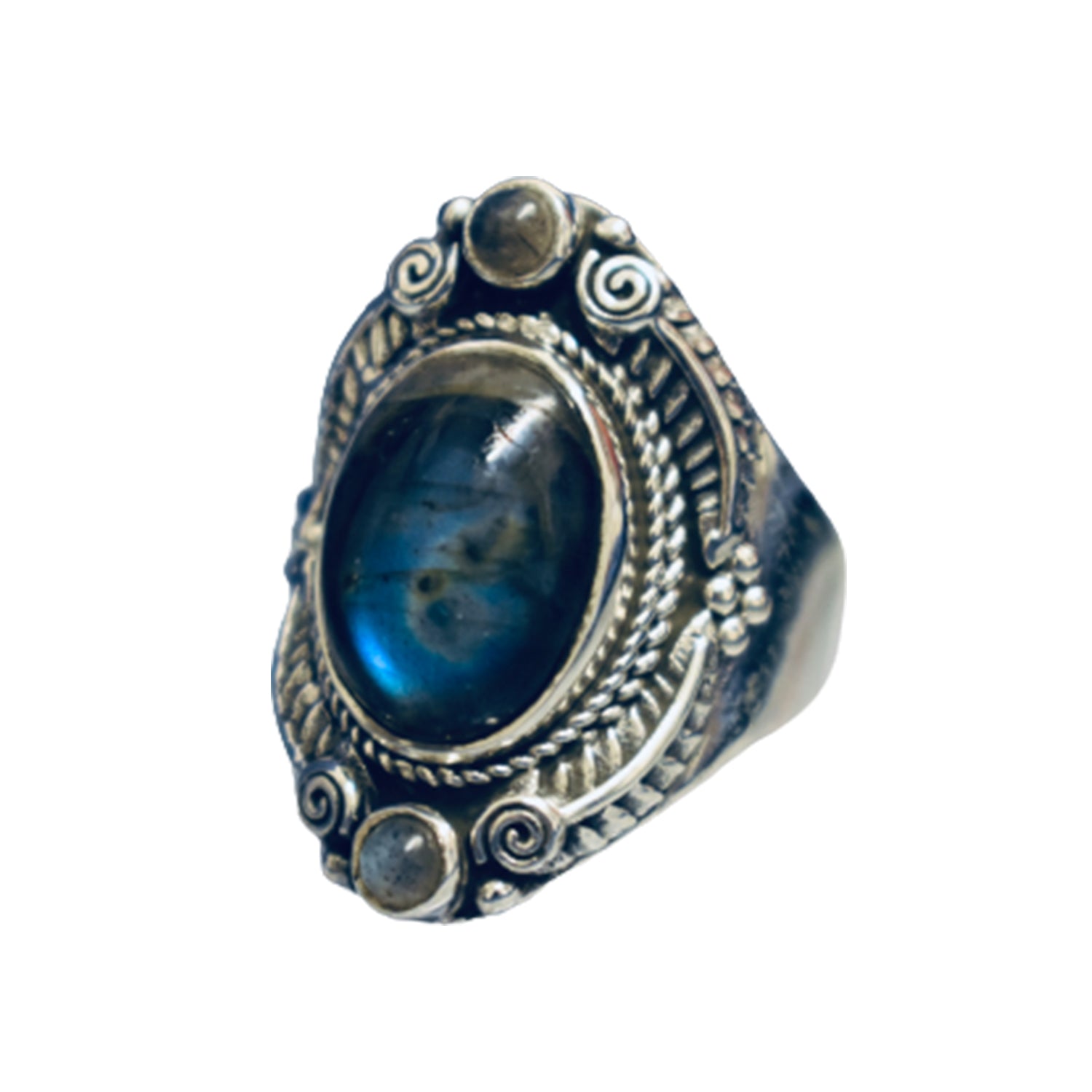 Ganesha Handicrafts Detailed Labradorite Vintage ring (925) Sterling Sliver , Sliver ring , Vintage sliver ring , Stone ring , Stylish ring , Designing sliver ring