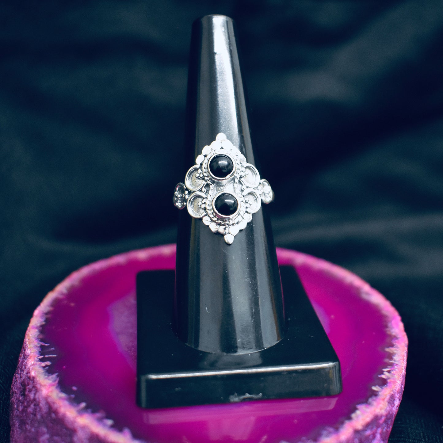 Ganesha Handicrafts Double Onyx Ring (925) Sterling Sliver , Onyx ring , Modern ring , Trending ring , Sterling sliver , Double Onyx ring
