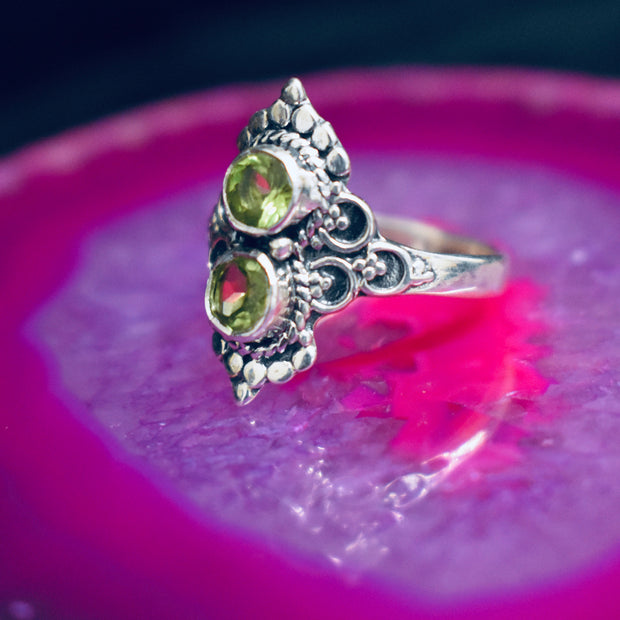 Ganesha Handicrafts Double peridot Ring (925) Sterling Sliver , Peridot ring , Stylish ring, Modern ring , Trending ring , Sliver ring , Stone ring 