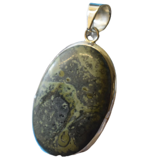 Ganesha Handicrafts Moss agate pendant (925) sterling silver , Modern pendant , Agate pendant , Trending pendant , Sliver pendant , Stylish pendant , Moss pendant