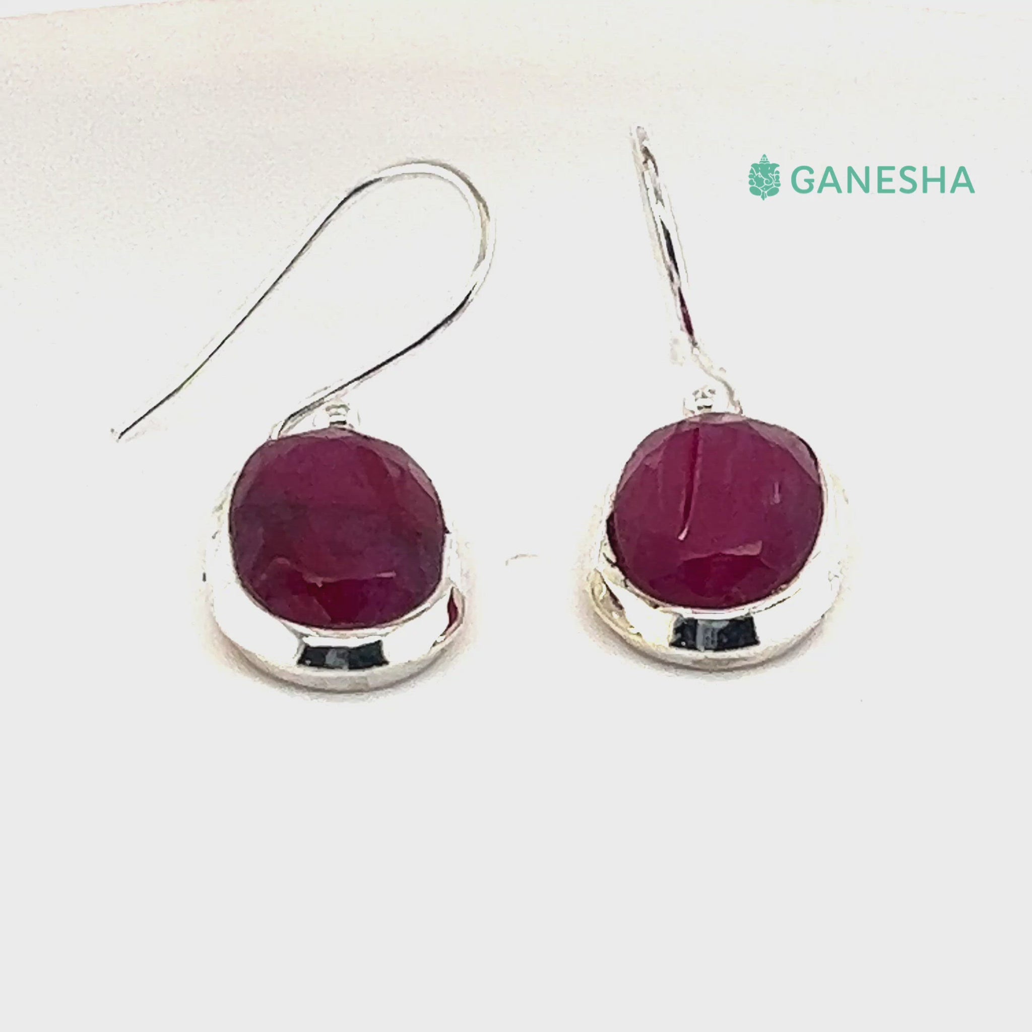 Ganesha Handicrafts, Ruby Double Drop Earrings, Ruby Double-Drop Silver Earrings, 925 Sterling Silver Earrings, Double Drop Earrings, Women's Double Drop Silver Earrings, Red Colour Ruby Double Drop Earrings.