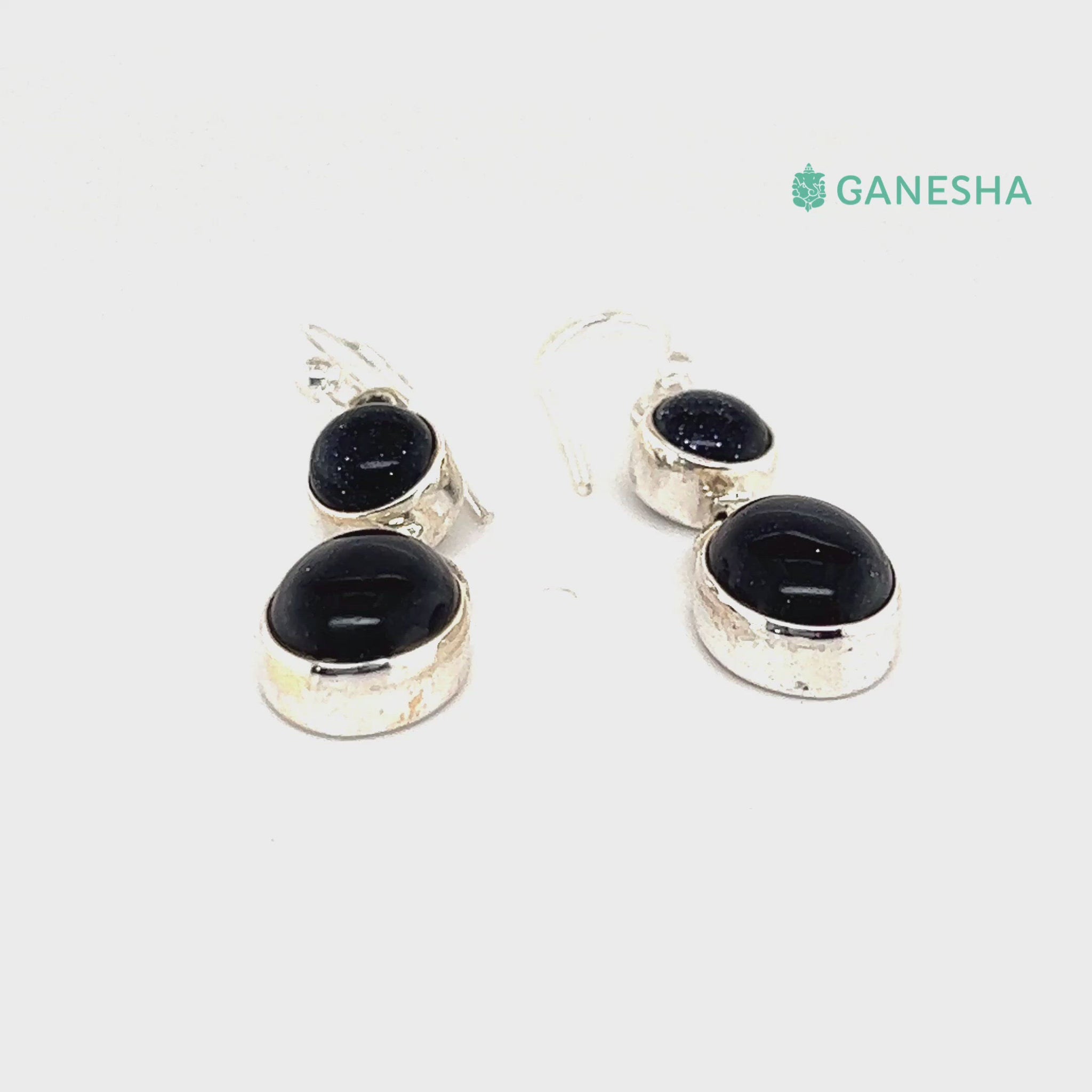 Ganesha Handicrafts Goldstone Double-Drop Earrings - Sterling Silver (925), Goldstone Earrings, Double drop earrings, Sterling silver earrings, Trending Long Earrings