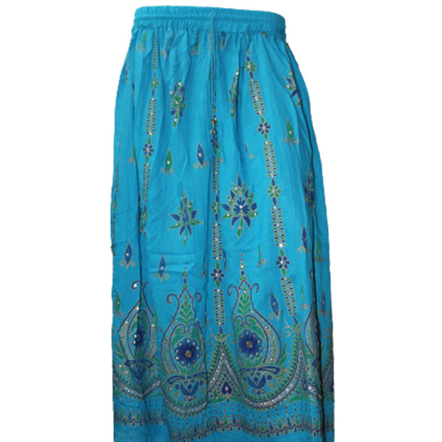 Ganesha Handicrafts Beautiful Indian Sequin Long Skirt, Sky Blue Skirt, Beautiful long skirt, Indian Skirt, Skirt, Womens Skirt, Indian Skirt, Rich Look Skirt