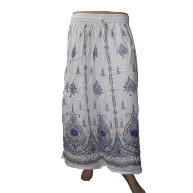 Ganesha Handicrafts Beautiful Indian Sequin Long Skirt, White Skirt, Beautiful long skirt, Indian Skirt, Skirt, Womens Skirt, Indian Skirt, Rich Look Skirt