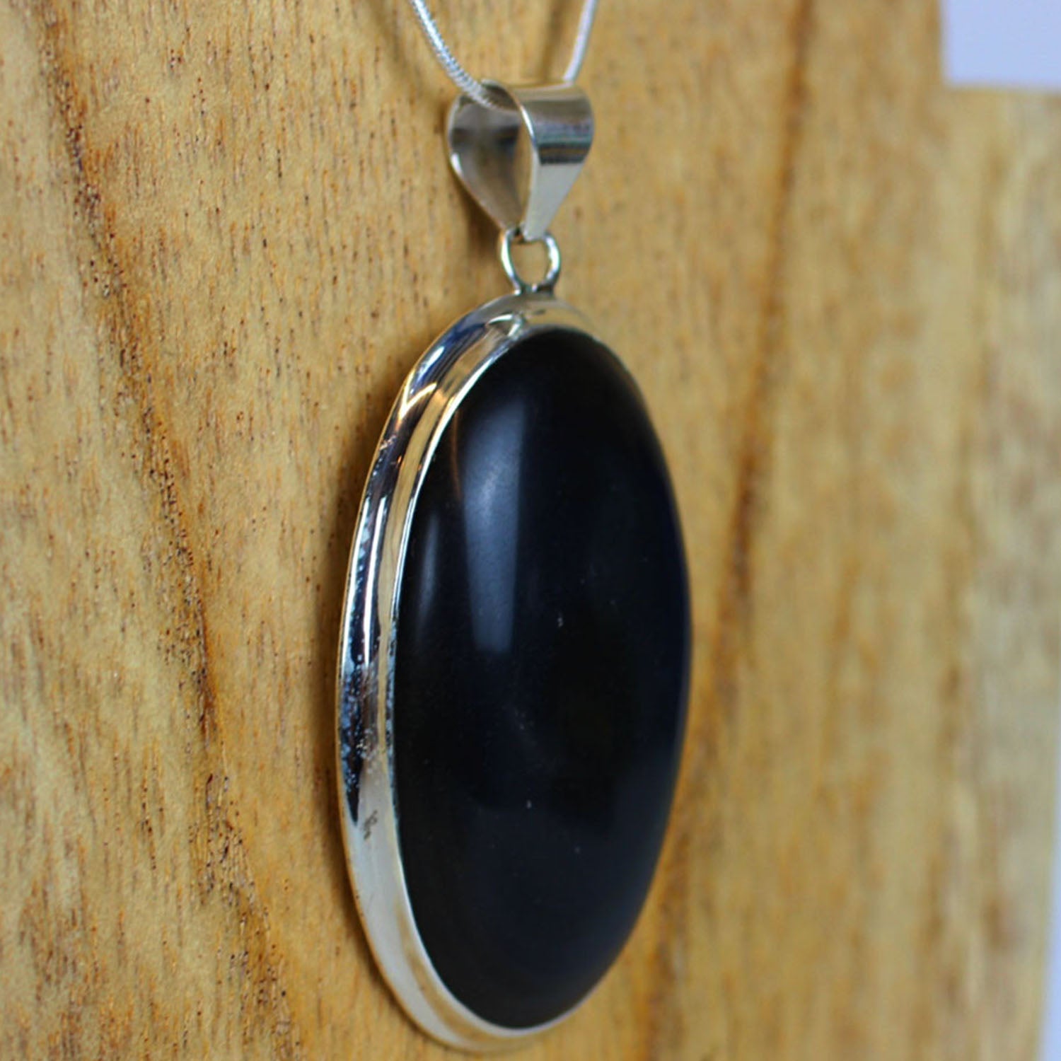 Ganesha Handicrafts, Black Obsidian Oval Pendant , 925 Sterling Silver, Obsidian Oval Pendant , Sterling Silver, Oval Pendant Sterling Silver, Womens Fashion Sterling Silver, Trending 925 Silver.