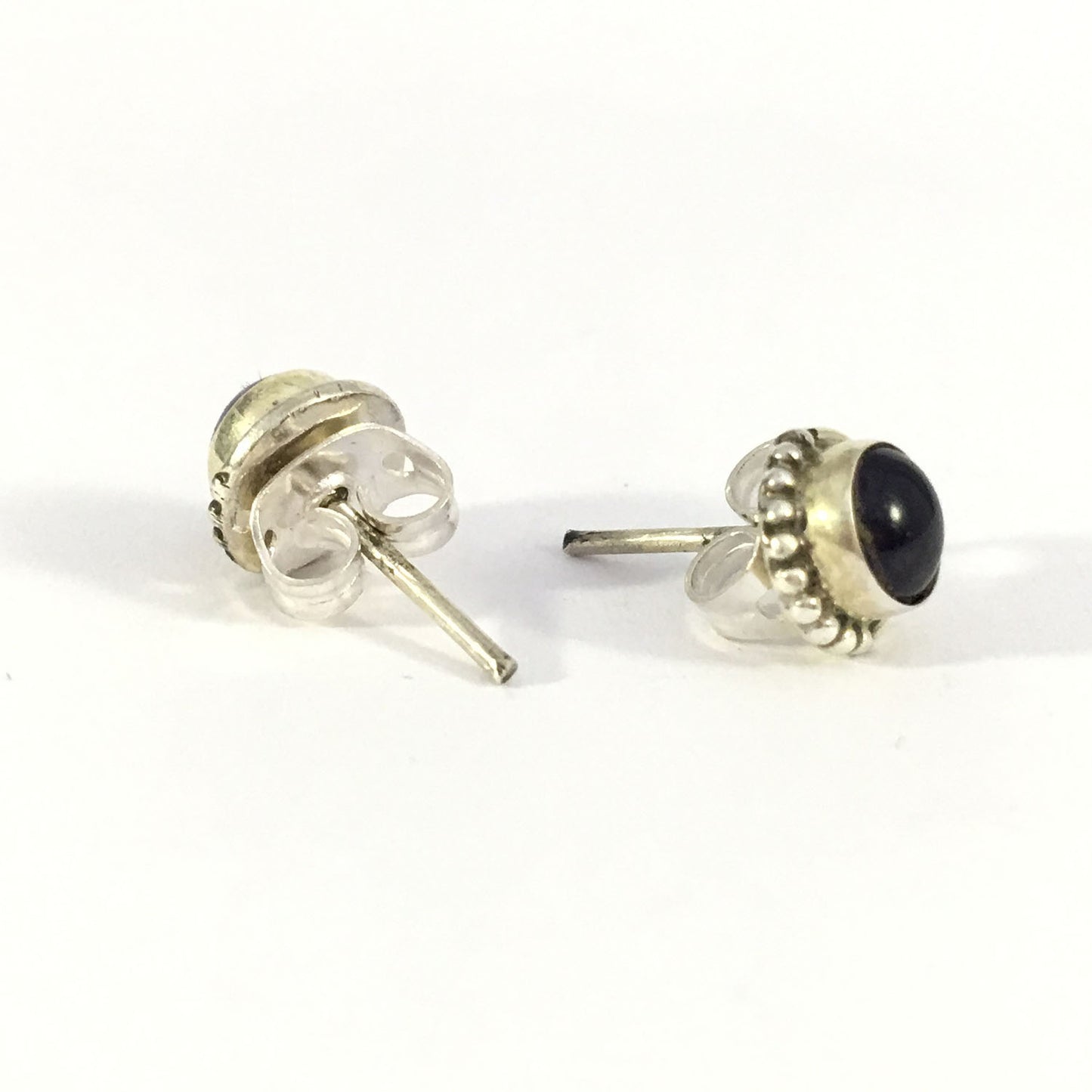 Ganesha Handicrafts, Black Onyx Stud Earrings , 925 Sterling Silver, Onyx Stud Earrings, Sterling Silver, Womens Fashion Silvers, Modern Stud Earrings Silver.