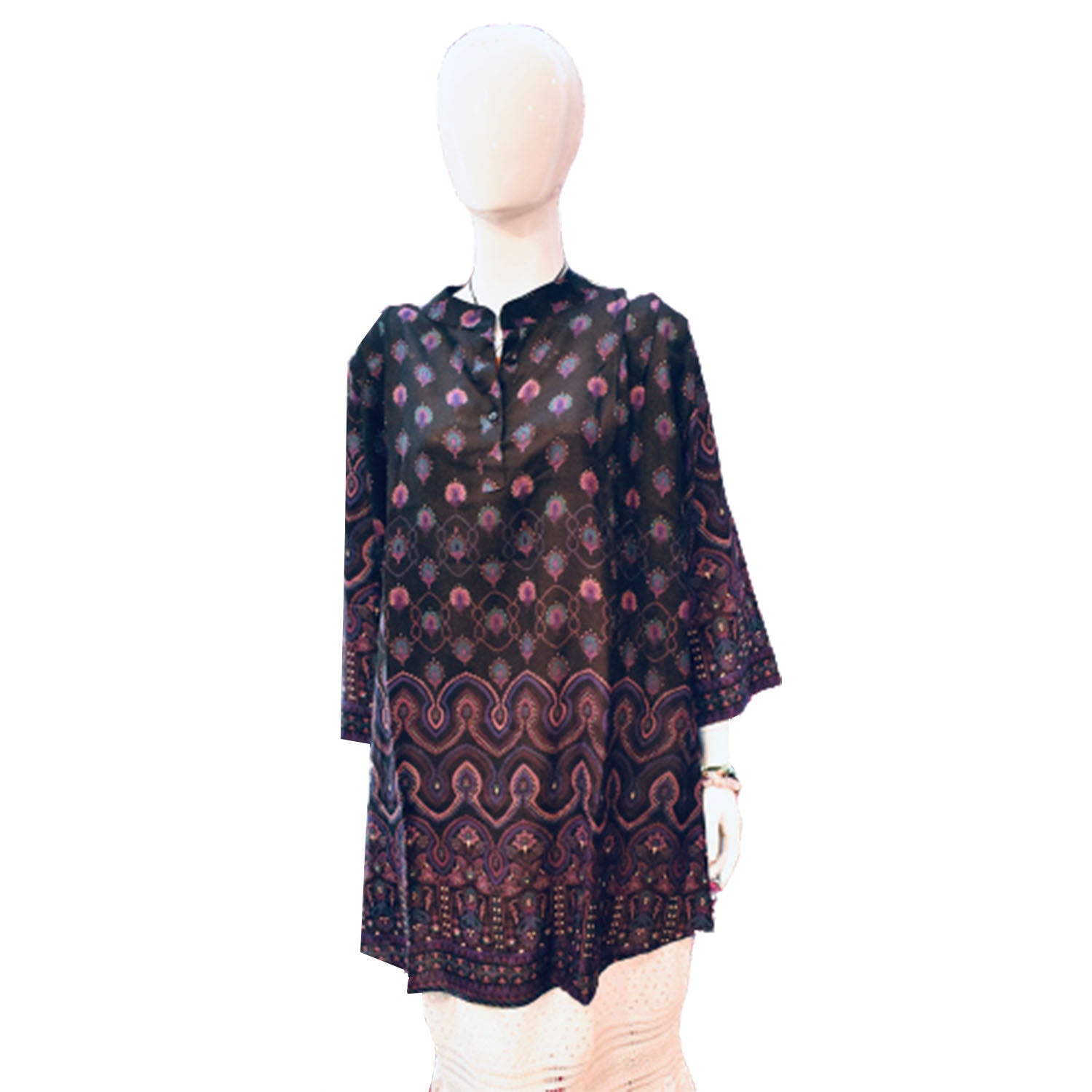 Ganesha Handicraft Black Paisley style Dress, Black Dress, Style Balck Women Dress, Western Top, Collar Top, Girls Dress