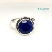 Ganesha Handicrafts, Blue Sapphire-925 Sterling Silver Jewellery Gift set with Chain, Women's Fashion Sterling Silver Jewellery . Round Design Blue Sapphire- 925 Sterling Silver Jewellery.