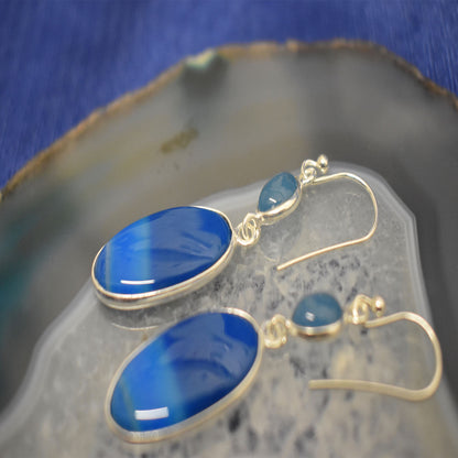 Ganesha Handicrafts Blue Agate Earrings, Blue Earrimgs, Earrings, Agate Earrings, Beautiful Earrings