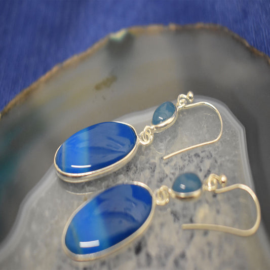 Ganesha Handicrafts Blue Agate Earrings, Blue Earrimgs, Earrings, Agate Earrings, Beautiful Earrings