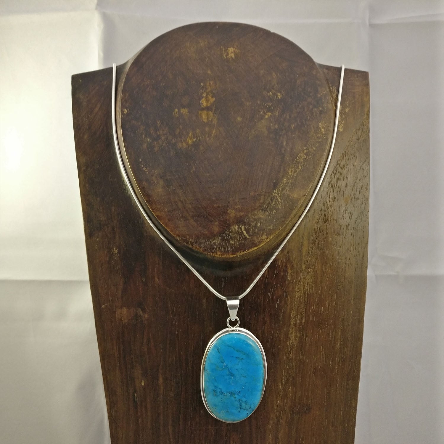 Ganesha Handicrafts, Blue Turquoise Long Pendant | 925 Sterling Silver, Women's 925 Sterling Silver, Trending foe womens Long Pendant, Blue Pendant. 