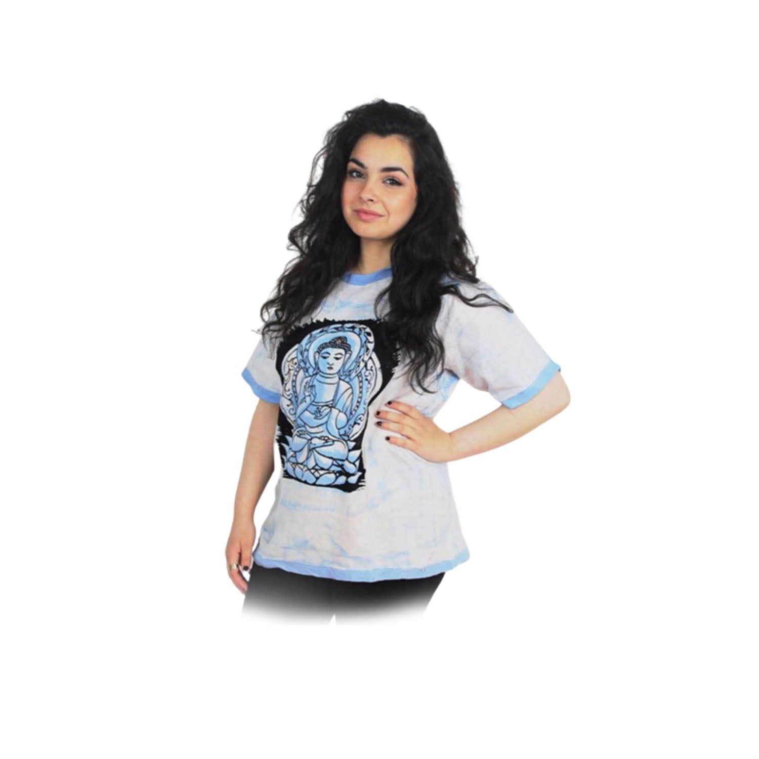 Ganesha Handicrafts-Buddha Print T-Shirt, Buddha Print white Round Neck T-shirt, Womens T-shirts, Round Neck T-shirt, White Round Neck T-shirt, Buddha White Printed Round Neck T-shirted, Womens Fashion T-shirts, Fashions for women's T-shirts, Trending T-shirts.