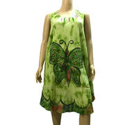 Ganesha Handicrafts, Butterfly Print Embroidered Dress, Women's Butterfly Print Embroidered Dress, Fashion Dress, Trending Embroidered Dress, Green colour Butterfly Print Embroidered Dress.