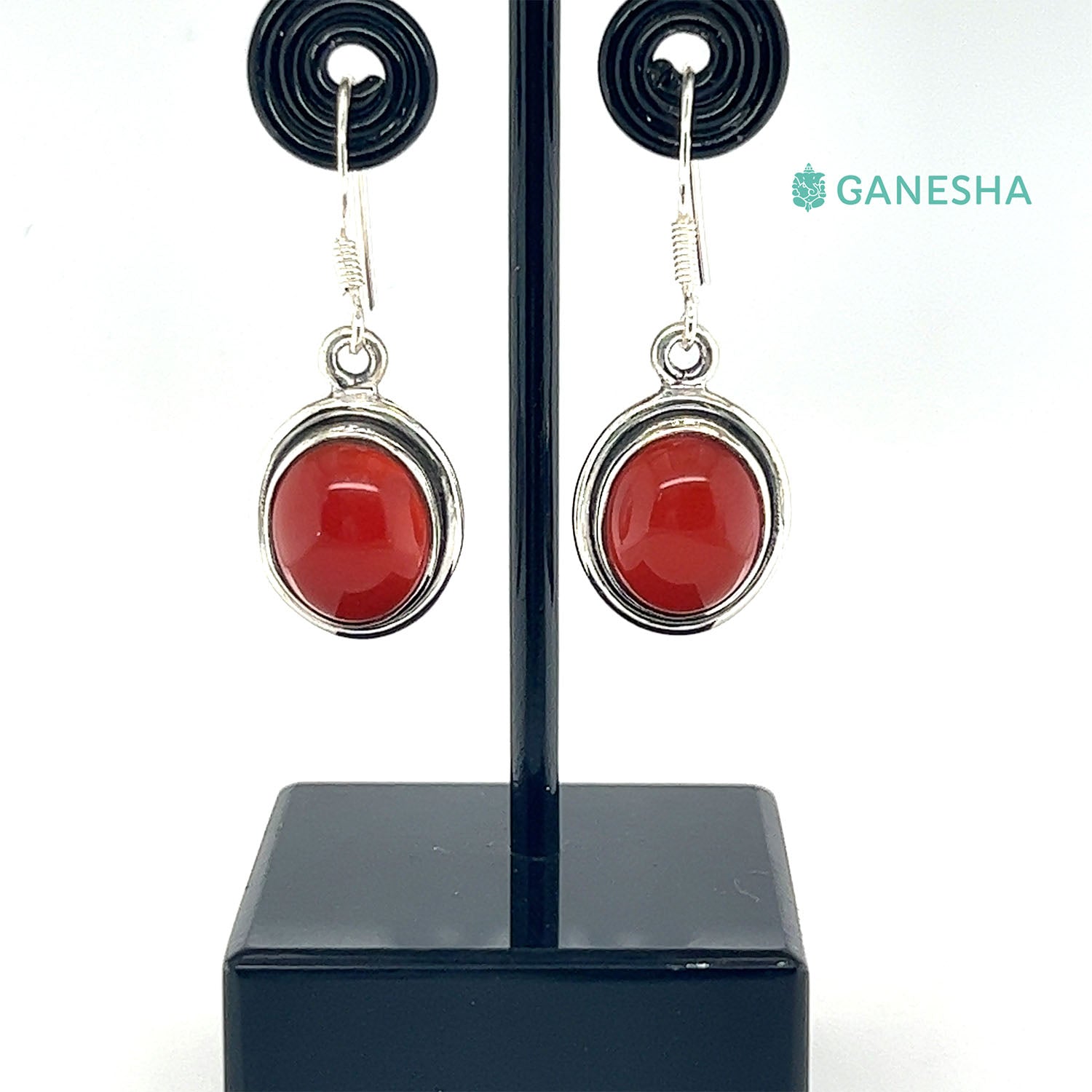 Ganesha Handicrafts, Carnelian-925 Sterling Silver Jewellery Gift Set With Free Chain, Fashion for Women Carnelian Sterling Silver.  Red Colour Carnelian-925 Sterling Silver Chain.