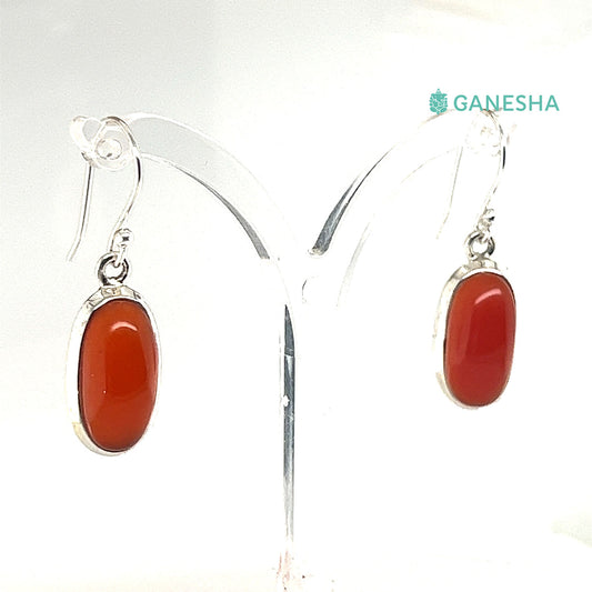 Ganesha Handicrafts, Carnelian Double-Drop Earrings - Sterling Silver (925), Drop Earrings - Sterling Silver (925), Sterling Silver (925), Women's for Fashion Earring. Trending Carnelian Double Sterling Silver .