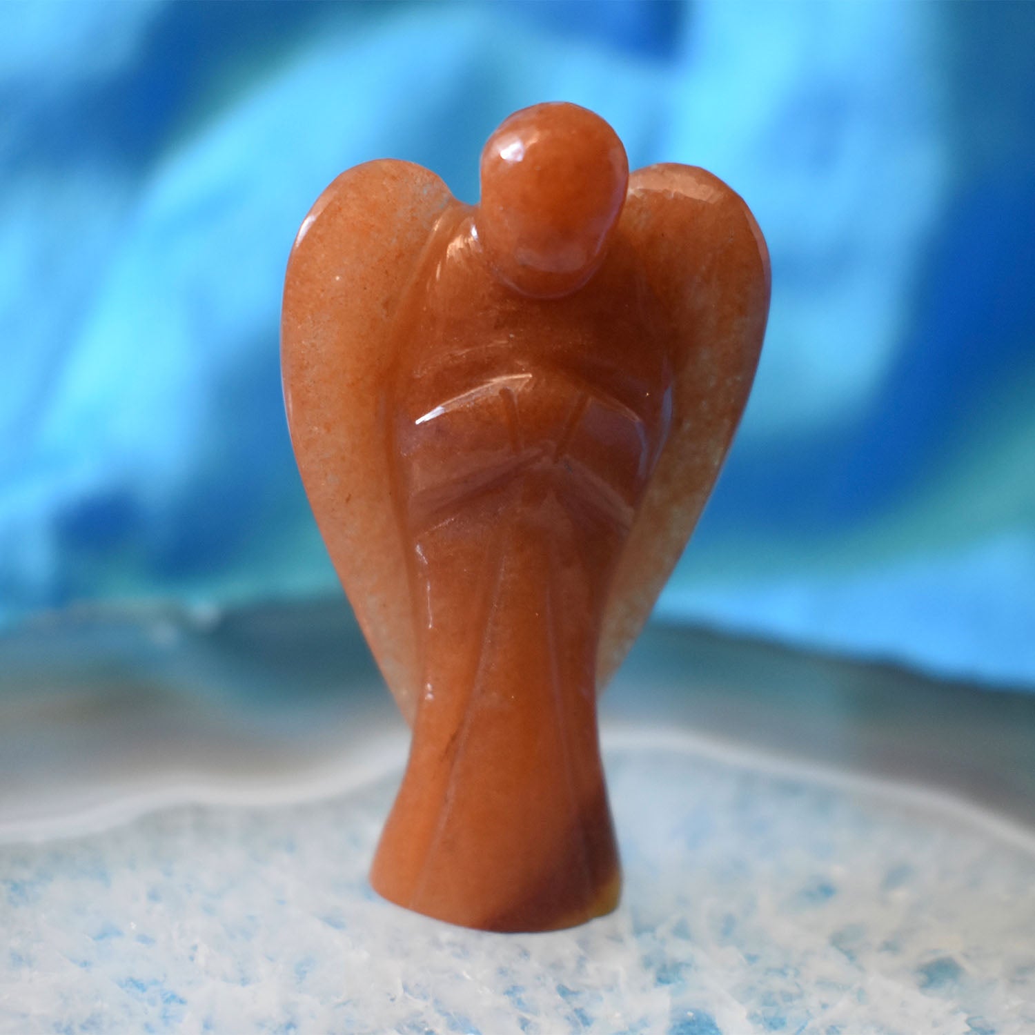 Ganesha Handicrafts, Carved Gemstone Angel, Buy Carved Gemstone Angels Online, Orange Carved Stone Angels. Trending Gemstone Angel.