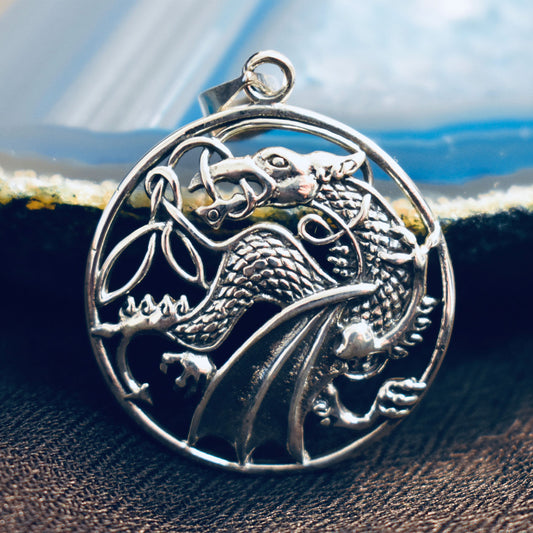 Ganesha Handicrafts, Celtic Dragon Pendant, Buy Silver Celtic Dragon Online, Trending Pendant, New Modern Celtic Pendant, Dragon Pendant. 