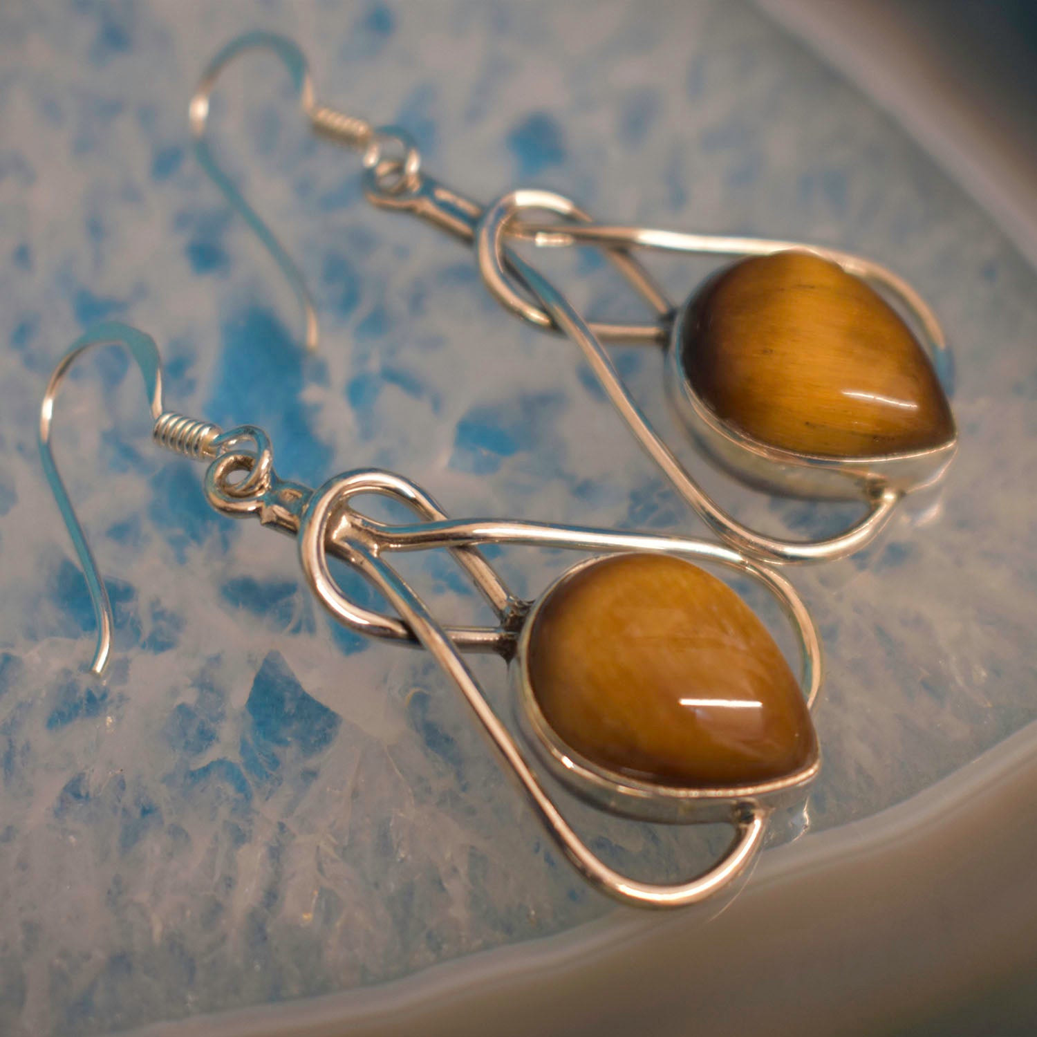 Ganesha Handicrafts, Celtic Earrings (925) Stirling Silver, Celtic Earrings (925) Stirling Silver, 925-Sterling Silver Earrings, Women's Trending Earrings, New Model Earrings, Tiger eye Celtic Silver Earring. 