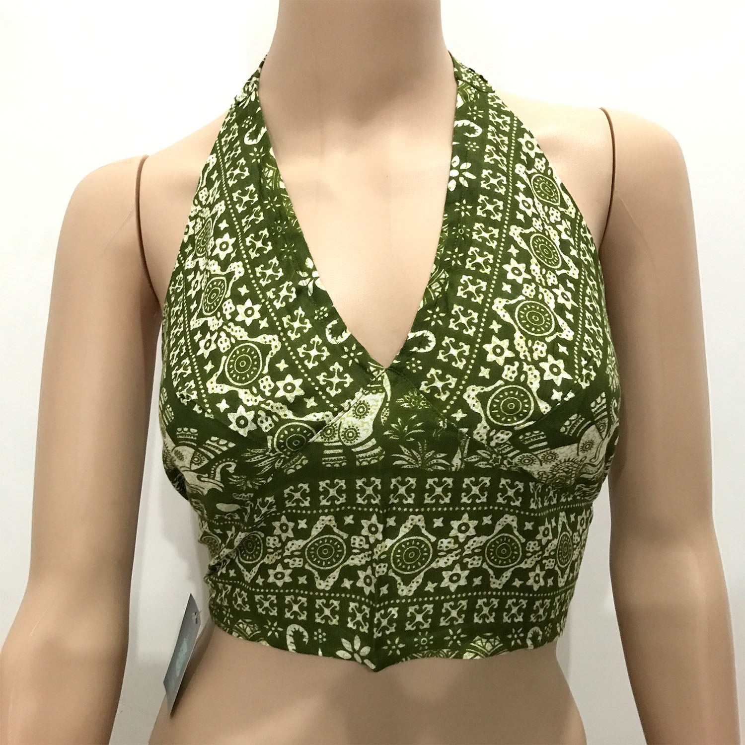 Women's Indian Ethnic Green Embroidered Frilled Strappy Crop Top at Amazon  Women's Clothing store