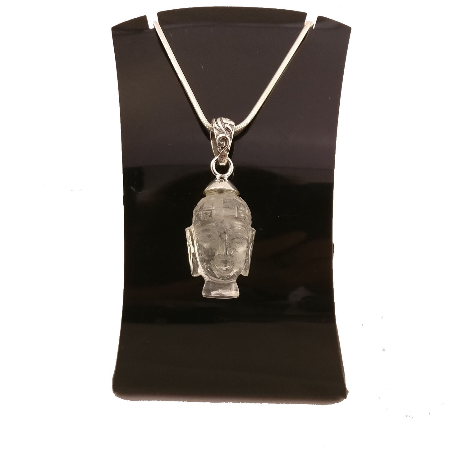 Ganesha Handicrafts Clear Quartz Buddha's Head 925 Sterling Silver Pendant, Pendant, Silver Pendant, Buddha's Head Pendant, Clear Quartz Pendant, 925 Sterling Silver Pendant, Crystal Pendant, Clear Crystal Pendant, Trending Pendant
