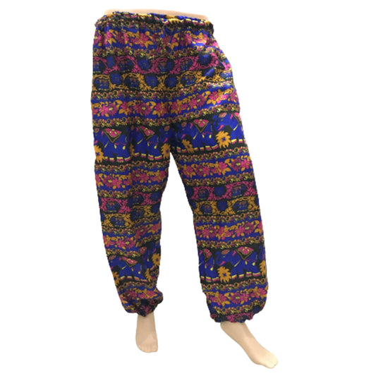 Ganesha Handicrafts, Comfy Cuffed Elephant Print Trousers, Elephant Print Trousers, Comfy Cuffed Trousers, Trending Trousers, Multi Colour Trousers.