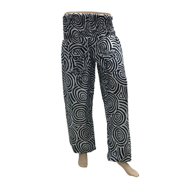 Ganesha Handicrafts Cuffed Casual Trousers, Trousers, Balck & White Trousers, Rounded Trousers, Design Trouser