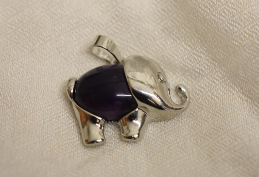 Costume Amethyst Elephant Pendant (925) Sterling Silver