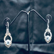 Ganesha Handicrafts, Detailed Blue Topaz Earrings, Blue Topaz Earrings, Topaz Earrings, Women's trending Earrings, New Model Women's Earrings, Women's Modern Earrings. 
